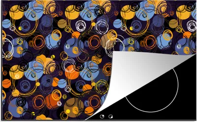 Produktbild von KitchenYeah© Herdabdeckplatte Muster - Abstrakt - Ringe , 91x52cm, Küche Deko, Glaskeramikkochfeld Herdabdeckung, Abdeckplatte fùr Kochfeld