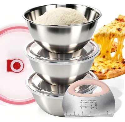 Produktbild von Edelstahl Teigbehälter Set für Pizza und Brot