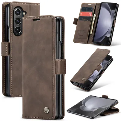 Obrázek produktu pro Pouzdro pro Samsung Galaxy Z Fold 5, RetroPolyuretanKožené Pouzdro s Funkcí Stojánku bronz