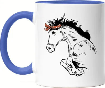Produktbild von Pferd Tasse Blau Hengst Tier Liebe Reiten Modern  Pferdeflüsterer Ausritt Pferdeliebhaber Reiterin Sport
