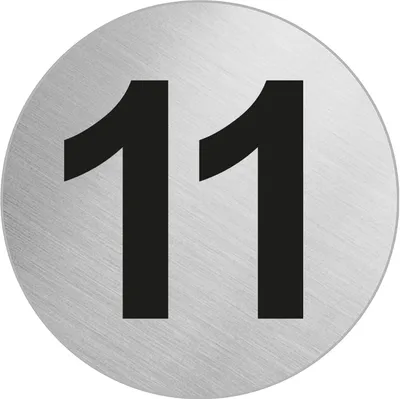 Produktbild von Türnummer Zimmernummer aus Edelstahl "11" Ø 60 mm selbstklebend