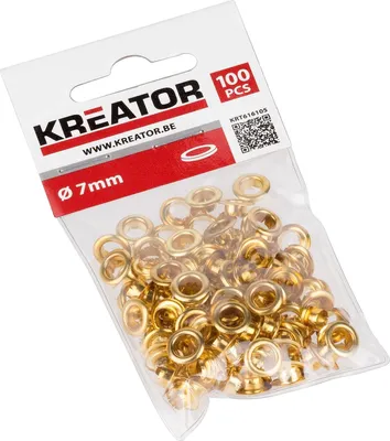 Produktbild von Kreator Eylets Ösen Ringösen Ösensortiment Goldfarben 100 Stück 7 mm - Messing-Ösen ø 7 mm