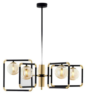Immagine prodotto di Lampada a sospensione IBRA nero-oro-ambra 5xG9x8W in metallo, dimensioni: 82x83x83 cm, IP20, Jupiter