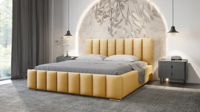Produktbild von ADIDAR Greta Polsterbett 180x200cm Doppelbett Metalrahmen mit hydraulischen Liefern Bett Honig Magic Velvet 2215- mit Lieferung nach Hause
