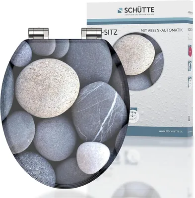 Produktbild von SCHÜTTE MDF WC Sitz GREY STONES, Toilettendeckel mit Absenkautomatik Motiv, Klobrille mit Holzkern, Toilettensitz, WC Deckel
