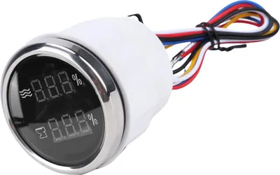 Immagine prodotto di Misuratore digitale 2 in 1 del livello dell'acqua di scarico da 52 mm, multifunzionale, con retroilluminazione bianca per camper, camion, barche, yacht, quadrante nero, lunetta argentata