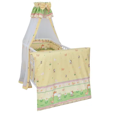 Produktbild von Baby-Delux Baby Bettwäsche Bettset 5-tlg Bettausstattung Nestchen Chiffonhimmel Giraffe gelb