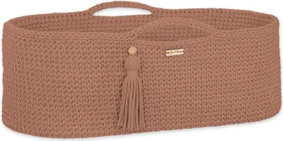 Immagine prodotto di Cesto per neonato BOHO in cotone, fatto a mano, con materassino - color caramello