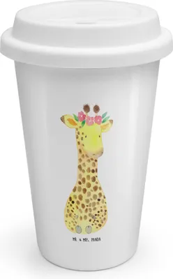 Produktbild von Mr. & Mrs. Panda Thermobecher Giraffe Blumenkranz - Weiß - Geschenk, Isolierkaffeebecher, To Go, Isolierbecher, Selbstliebe, ToGo Kaffeebecher, Afrika, Abenteurer