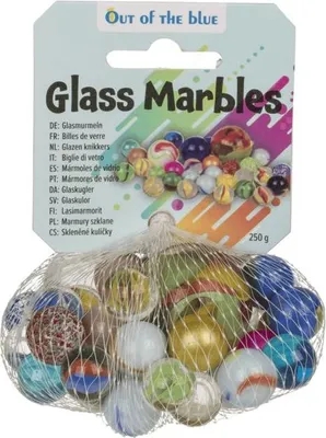 Produktbild von Glasmurmeln, 250 g, verschiedene Größen und Farben, sortiert