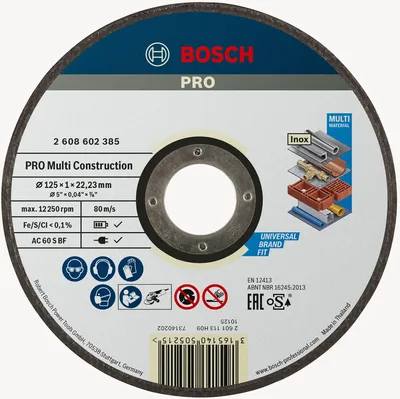Obrázek produktu pro Bosch 2 608 602 385, Řezací disk, S prohlubní, Více, Bosch, 2,22 cm, 12,5 cm