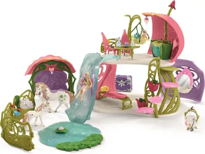 Produktbild von Schleich bayala Glitzerndes Blütenhaus mit Einhörnern, See und Stall