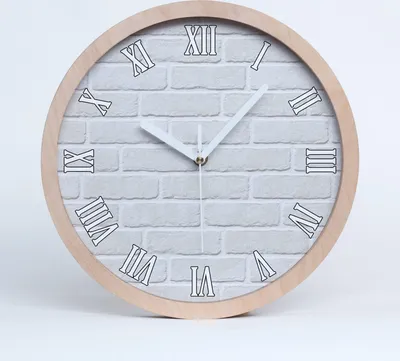 Produktbild von Holzuhr 20fi cm wanduhr - weiße Spitzen - Ziegelwand