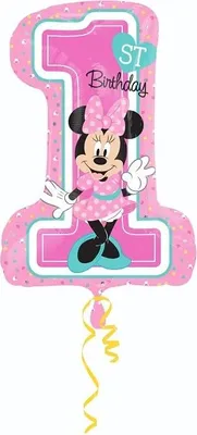 Zdjęcie produktu dla Mickey Mouse Balon Foliowy 36" - Urokliwy akcent na 1. urodziny Twojej córeczki