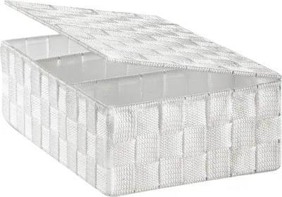 Obrázek produktu pro Úložný box Kobolo s policovým košem - s víkem - bílý - 32x22x10 cm