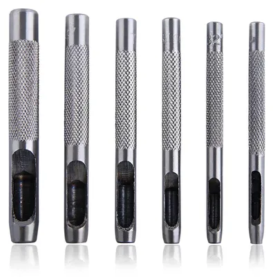 Imagen del producto de Alicate para perforar cuero, juego de 6 piezas, forma ovalada, de 0,3 cm a 1,5 cm, para trabajos en cuero