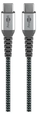 Produktbild von Goobay USB-C-auf-USB-C-Textilkabel mit Metallsteckern (spacegrau/silber), 1 m