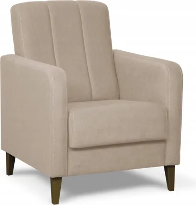 Zdjęcie produktu dla Fotel - Beżowy - 67x87x77 cm W/H/D - Łatwy w czyszczeniu materiał - Kompaktowe wymiary - Nowoczesny fotel skrzydłowy - DELTA