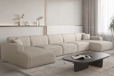 Produktbild von Wohnlandschaft Sofa U-Form CELES PREMIUM XL in Stoff Scala Hellbeige
