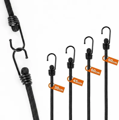 Produktbild von 4er-Set Expander mit Haken für Reisen und Camping – 30/45/60/90 cm | Spanngummi mit Haken – max. 25 kg Tragkraft, 4 Längen