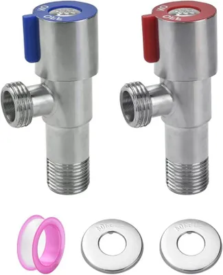 Productafbeelding van Hoekventiel 2 stuks Roestvrij Staal 1/2 inch voor Keuken en Badkamer