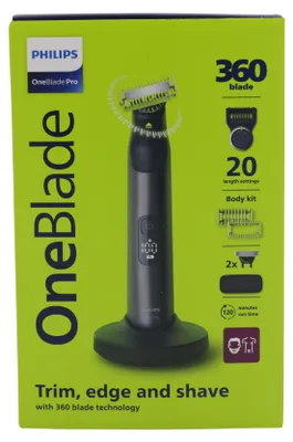 Produktbild von Philips OneBlade Pro 360 QP6652/61 Face + Body, Eingebautes Display, Waschbar, Akku, Chrom