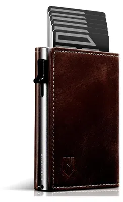 Produktbild von MagSnap Geldbörse Herren I Slim Wallet mit Münzfach I wallets for men für 10+ Karten I Magnetischer Verschluss portmonee herren slim I RFID Schutz I BraunSilber