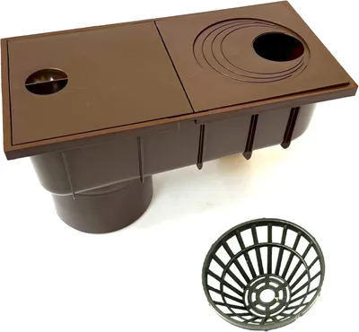Produktbild von Regenrohrablauf DN110 Regensinkkasten Regenwasserablauf von 50mm bis 110mm mit Sieb Braun Dachrinnenablauf Regenwasserfilter Universell für Verschiede