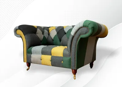 Produktbild von Chesterfield Sessel Fernseh Couch 1,5 Sitzer Sofa Textil Stoff Couchen Polster
