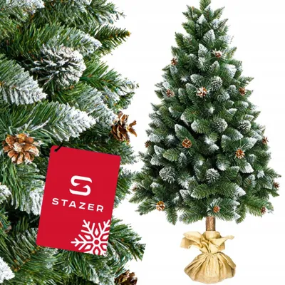 Zdjęcie produktu dla Sztuczne drzewko świąteczne, wysokość 150 cm, gęste, pokryte sztucznym śniegiem, lekkie