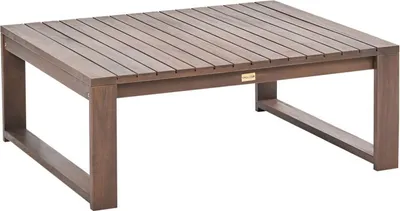 Zdjęcie produktu dla BELIANI Stolik ogrodowy ciemnobrązowy akacjowe 90 x 75 cm kawowy do ogrodu na taras balkon nowoczesny styl