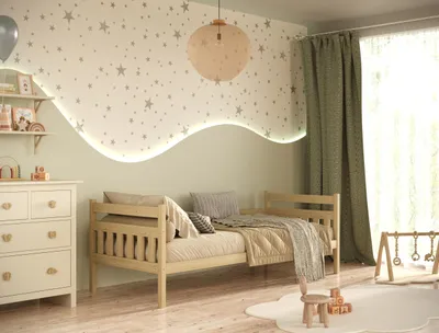 Produktbild von Kinderbett Dawid mit Matratze Natur unlackiert 80/200 | Jugendbett