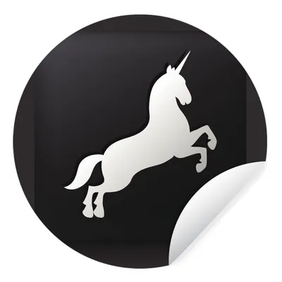 Produktbild von MuchoWow® Runde Wandtattoo - Wandsticker Tapete Aufkleber Eine Illustration eines Einhorns auf schwarzem Hintergrund Ø 30 cm Selbstklebend und Repositionierbar - Wandaufkleber - Kreis - Wandbild - Fototapete - Selbstklebend - Dekoration - Wandschmuck - Schlafzimmer