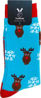 Produktbild von TwoSocks Weihnachtssocken Rentier lustige Socken für Damen & Herren witzige Strümpfe als Geschenk Baumwolle, Einheitsgröße