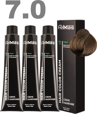 Produktbild von FemMas Haarfarbe mit Arganöl Mittelblond Intensiv 7.0 | 3x100 ml