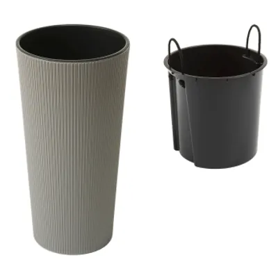 Obrázek produktu pro Květináč LAMELA Květináč LILIA ECO JUMPER - pruhovaný, průměr 30 cm, výška 57 cm, šedý