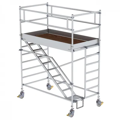 Produktbild von Günzburger Steigtechnik Rollgerüst 1,35 x 2,45 m mit Schrägaufstieg Plattformhöhe 2,35 m - 167110