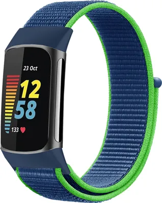 Produktbild von imoshion Nylonarmband für das Fitbit Charge 5 - Größe S - Blue & Green