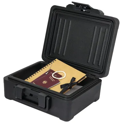 Feuerfeste Dokumentenbox DIN A4, wasserdicht, 36,5x32x15,5 cm, schwarz