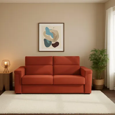 Immagine prodotto di Biscossi - Divano Letto 2 Posti, 205x95 cm Arancione, Sfoderabile  Italy