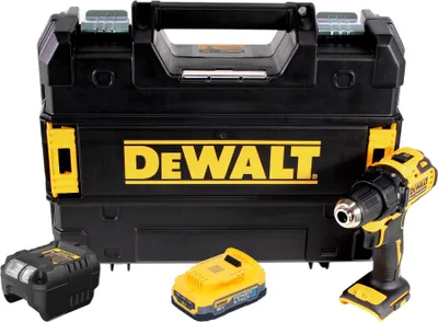 Obrázok produktu pre Akumulátorový vŕtací skrutkovač DeWalt DCD 708 E1T 18 V 65 Nm bez kefiek + 1x akumulátor Powerstack 1,7 Ah + nabíjačka + TSTAK