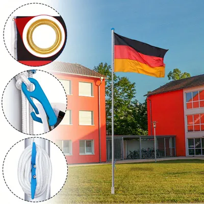 Image de Mât en aluminium - Mât de drapeau - Poteau de drapeau - Mât de drapeau de jardin - Mât de drapeau télescopique