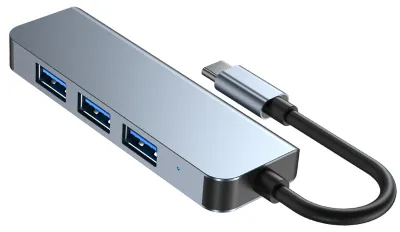 Obrázek produktu pro Rozbočovač USB typu C na 4 porty s víceúrovňovou ochranou, Plug-and-Play, s hliníkovým pouzdrem, ideální na cesty