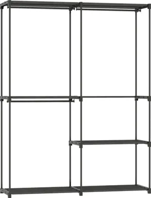 Produktbild von Tragbarer Kleiderständer, Metallrahmen, Stoffregale, viel Platz, Schwarz