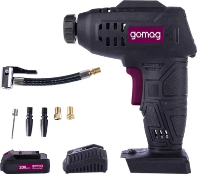 Produktbild von Gomag Akku Handkompressor GO-LP20 20V Luftpumpe mobil 7bar 2,0 Ah Starterkit