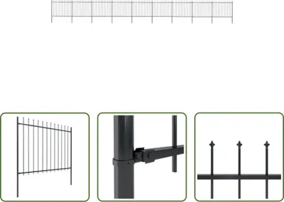 Produktbild von The Living Store Gartenzaun mit Speerspitzen Stahl 15,3 x 1,5 m Schwarz