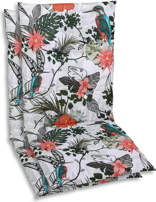 Produktbild von GO-DE Textil, Sesselauflage Mittellehner, 2er Set, Farbe: gruen, Maße: 108 cm x 48 cm x 5 cm, Rueckenhoehe: 60 cm