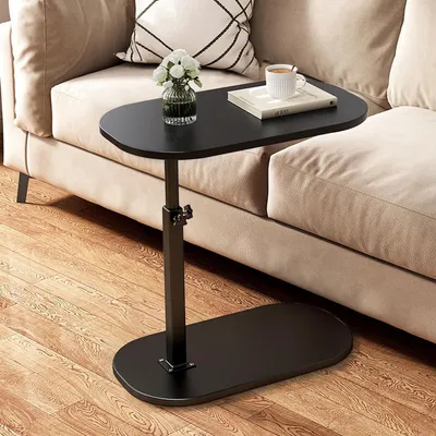 Obrázok produktu pre Príkonový stolík tvaru "C", s nastaviteľnou výškou, otočný o 360°, rozmer 30x45x80 cm, farba: čierna
