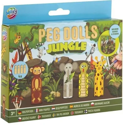 Produktbild von Holzpuppen zum Bemalen: Dschungeltiere, 4 Stück