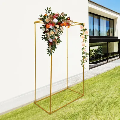 Immagine prodotto di Struttura in metallo per arco nuziale - Cornice rettangolare - 119x60x184 cm - Struttura in acciaio robusta - Resistente alla ruggine - Oro